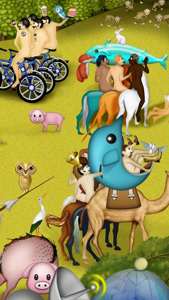 CarlaG2014_GOEDPrint_Detail07 Carla Gannis, The Garden of Emoji Delights (El jardín de las delicias emoji), 2014.